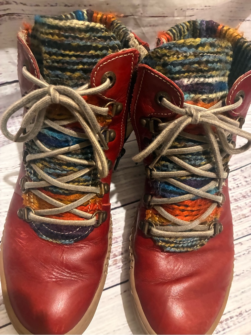 Josef Seibel Maren 06 red leather ankle boots Red Women's Lace-Up - Picture 2 of 8